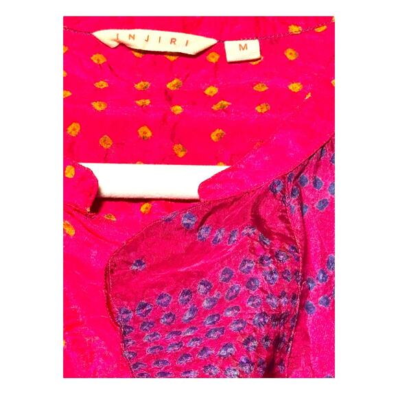 Injiri Shekhawati silk dress women’s medium ombré fuchsia patchwork hand-loomed - Picture 2 of 13